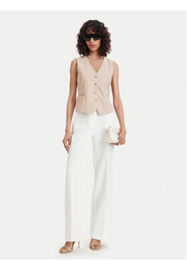 Maryley Spodnie materiałowe 26EB598/43VA Biały Regular Fit. Kolor: biały. Materiał: syntetyk