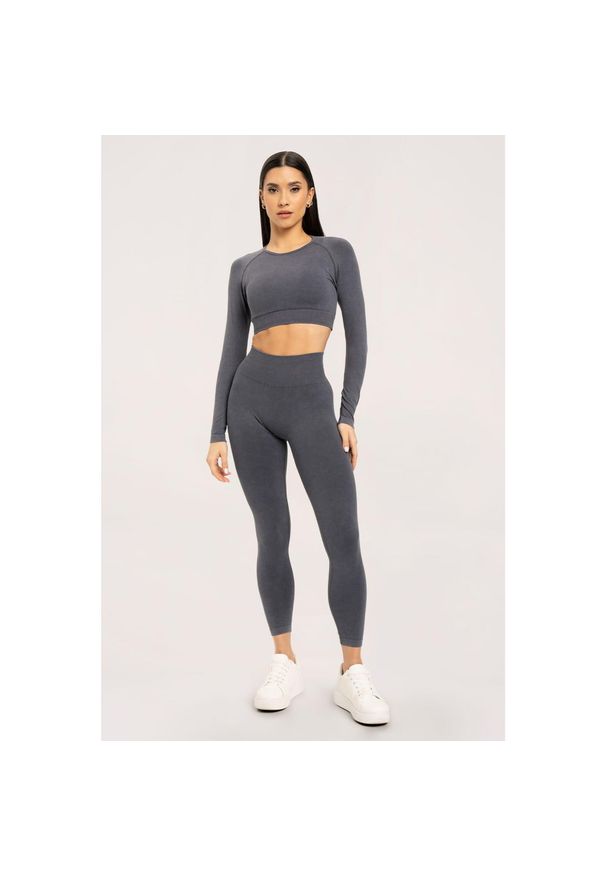 GYM GLAMOUR - Legginsy fitness damskie Gym Glamour sprane. Kolor: szary. Sport: fitness