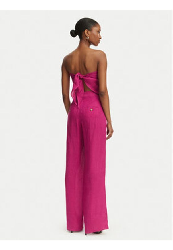 Marella Spodnie materiałowe Solista 2613131114 Różowy Relaxed Fit. Kolor: różowy. Materiał: len