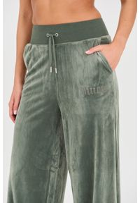 Juicy Couture - JUICY COUTURE Zielone damskie spodnie Bexley Velour Track Pants, Rozmiar M. Kolor: zielony