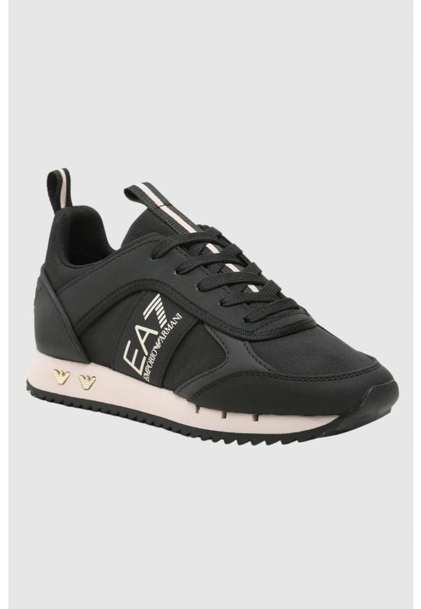 EA7 Emporio Armani - EA7 Czarne sneakersy z beżową podeszwą. Kolor: czarny