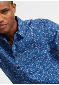 bonprix - Koszula z krótkim rękawem z czystej bawełny. Kolor: niebieski. Materiał: bawełna. Długość rękawa: krótki rękaw. Długość: krótkie. Wzór: nadruk. Styl: elegancki #2