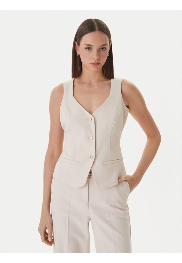 Guess Kamizelka W6GH49 W1895 Beżowy Slim Fit. Kolor: beżowy. Materiał: wiskoza, syntetyk