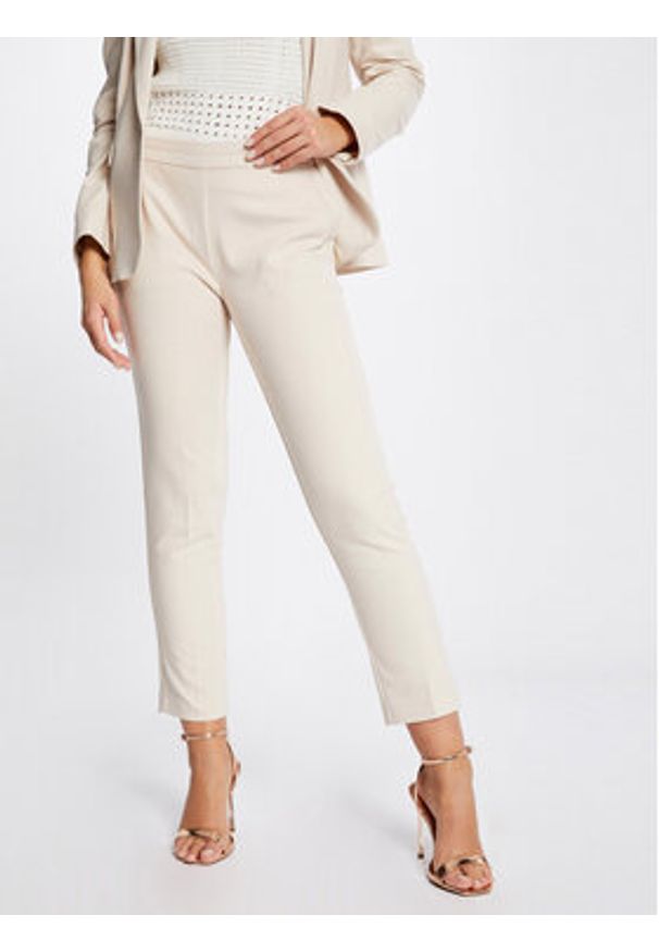 Morgan Spodnie materiałowe 211-PROSY.F Beżowy Slim Fit. Kolor: beżowy. Materiał: syntetyk