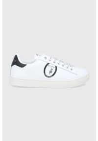 Trussardi Jeans - Trussardi Buty skórzane kolor biały. Nosek buta: okrągły. Zapięcie: sznurówki. Kolor: biały. Materiał: skóra