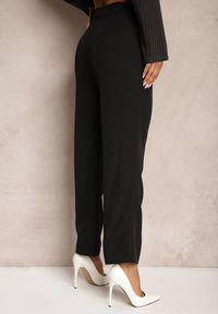 Renee - Czarne Eleganckie Spodnie Zapinane na Zamek Błyskawiczny Andantino. Okazja: na co dzień. Stan: podwyższony. Kolor: czarny. Styl: elegancki