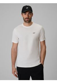 4f - 4F T-shirt regular gładki męski - biały XL. Okazja: na co dzień, na spacer. Kolor: biały. Materiał: materiał. Wzór: gładki. Styl: casual #1