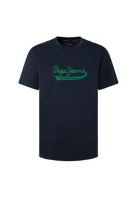 Koszulka Pepe Jeans Claude. Kolor: niebieski. Materiał: bawełna. Długość rękawa: krótki rękaw. Długość: krótkie