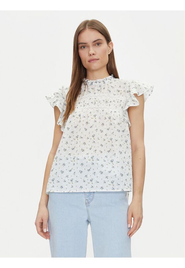 Vero Moda Bluzka Trine 10301205 Biały Standard Fit. Kolor: biały. Materiał: bawełna