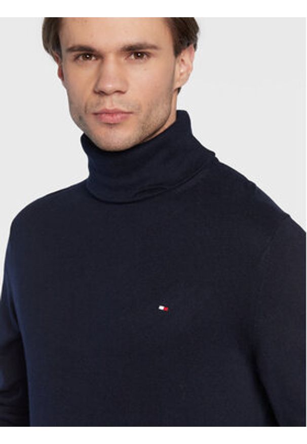 TOMMY HILFIGER - Tommy Hilfiger Golf Pima MW0MW28048 Granatowy Regular Fit. Typ kołnierza: golf. Kolor: niebieski. Materiał: bawełna