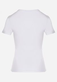 Born2be - Biały Bawełniany T-shirt z Motywem Ważki i Cyrkoniami Ulimira. Okazja: na co dzień. Kolor: biały. Materiał: bawełna. Wzór: aplikacja. Styl: klasyczny, casual #6