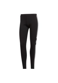 Adidas - Legginsy adidas Originals Trefoil DV2636 - czarne. Kolor: czarny. Materiał: dzianina, skóra, elastan, bawełna. Wzór: paski
