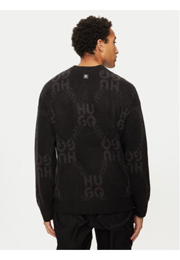 Hugo Sweter 50524564 Czarny Regular Fit. Kolor: czarny. Materiał: syntetyk
