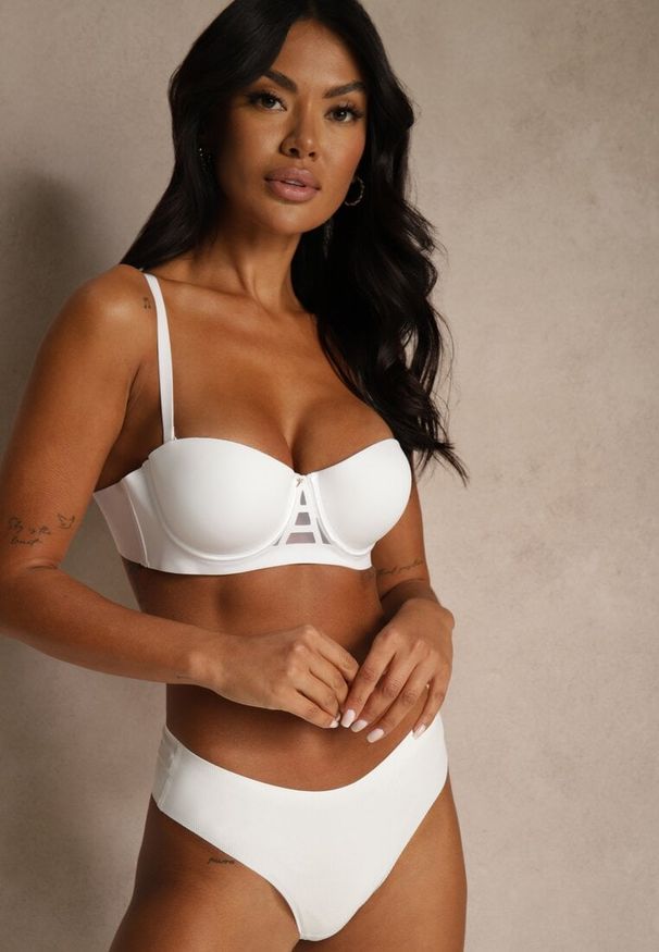 Renee - Biały Klasyczny Biustonosz Typu Balkonetka Doriesana. Kolor: biały. Materiał: jeans