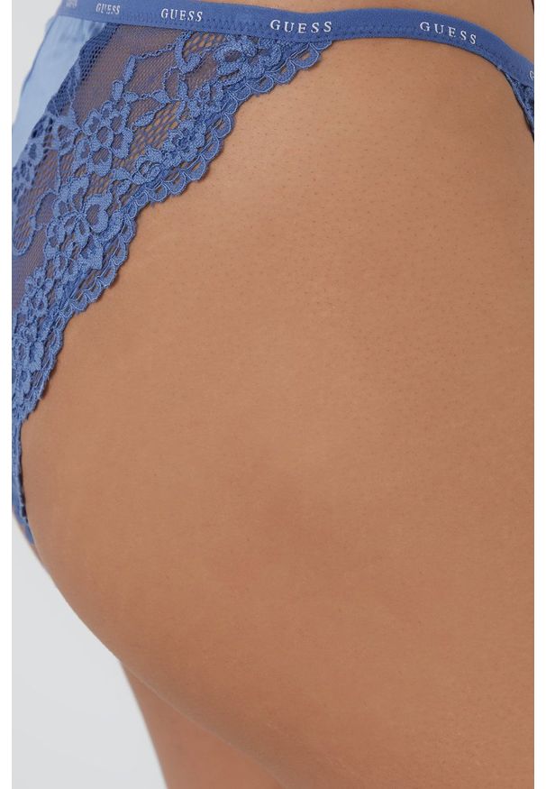 Guess Figi transparentne. Kolor: fioletowy. Materiał: materiał. Wzór: aplikacja