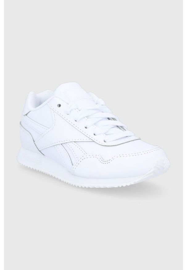 Reebok Classic Buty dziecięce kolor biały. Nosek buta: okrągły. Zapięcie: rzepy. Kolor: biały. Materiał: guma. Model: Reebok Classic