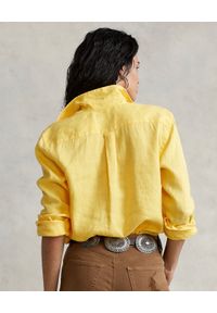 Ralph Lauren - RALPH LAUREN - Żółta koszula Relaxed Fit. Typ kołnierza: polo. Kolor: żółty. Materiał: len