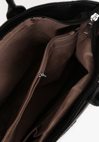 Renee - Czarna Torebka Typu Shopper z Paskiem Crossbody Zdobiona Aplikacją Idaniela. Kolor: czarny. Wzór: aplikacja. Dodatki: z aplikacjami. Materiał: zdobione. Styl: elegancki, casual. Rodzaj torebki: na ramię #3