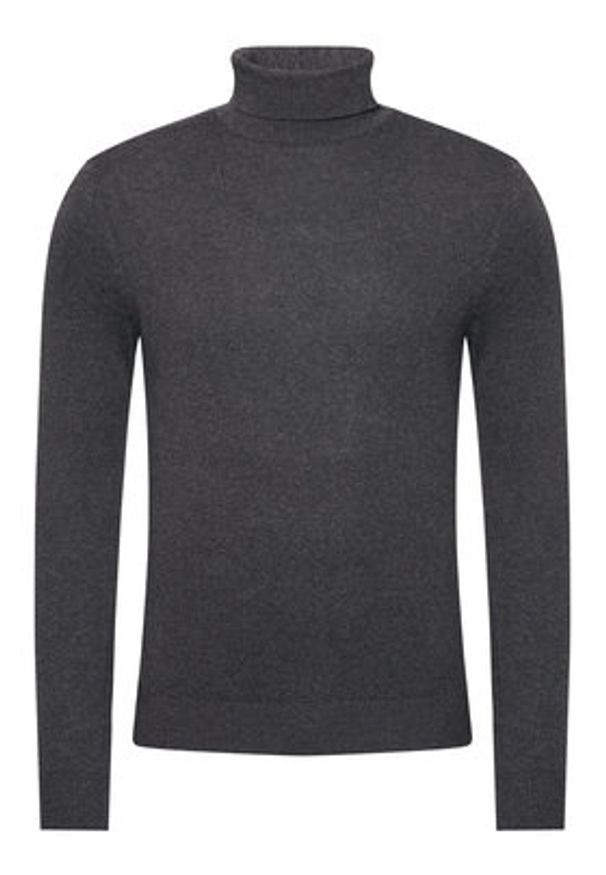 Jack & Jones - Jack&Jones Golf Emil Knit Roll 12157417 Szary Regular Fit. Typ kołnierza: golf. Kolor: szary. Materiał: bawełna
