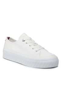 TOMMY HILFIGER - Tommy Hilfiger Sneakersy Monochromatic Vulc Sneaker FW0FW06460 Biały. Kolor: biały. Materiał: materiał #1