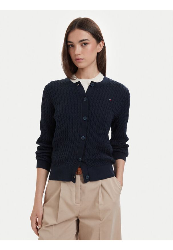 TOMMY HILFIGER - Tommy Hilfiger Kardigan WW0WW43329 Granatowy Regular Fit. Kolor: niebieski. Materiał: bawełna