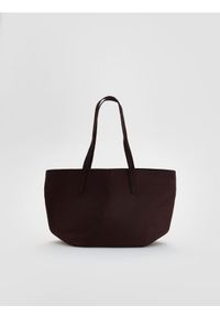 Reserved - Torebka shopper - ciemnobrązowy. Kolor: brązowy. Wzór: gładki