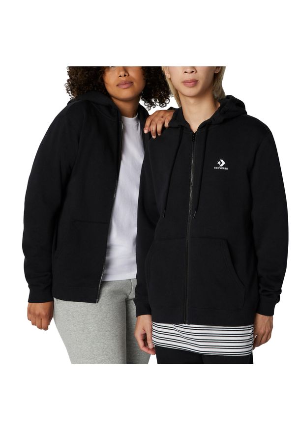 Converse - Bluza z Kapturem I Suwakiem Na Całej Długości Go-To Embroidered Star Chevron Ro…. Typ kołnierza: kaptur. Kolor: czarny. Wzór: haft. Sport: skateboard
