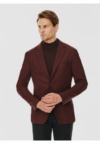 Pako Lorente - PAKO LORENTE – Brązowa gładka marynarka męska. Kolor: brązowy. Materiał: poliester, elastan, wiskoza. Wzór: gładki. Sezon: jesień #5