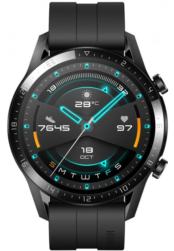 HUAWEI - Smartwatch Huawei Watch GT 2 46mm Sport czarny. Rodzaj zegarka: smartwatch. Kolor: czarny. Materiał: kauczuk, skóra, syntetyk. Styl: sportowy
