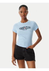 Tommy Jeans T-Shirt Wavy Flag DW0DW22272 Niebieski jasny Slim Fit. Kolor: niebieski. Materiał: bawełna #1