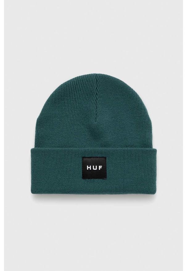 HUF czapka kolor zielony z cienkiej dzianiny. Kolor: zielony. Materiał: dzianina