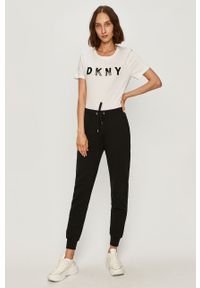Trussardi Jeans - Spodnie. Kolor: czarny. Materiał: bawełna, dzianina, elastan. Wzór: nadruk #3