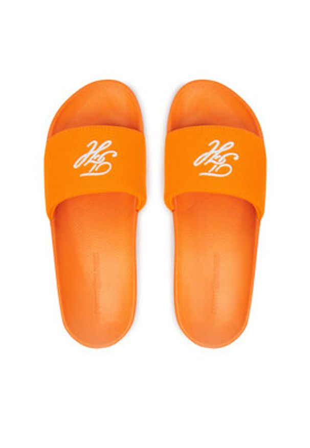 TOMMY HILFIGER - Tommy Hilfiger Klapki Th Script Pool Slide FW0FW09286 Pomarańczowy. Kolor: pomarańczowy. Materiał: materiał