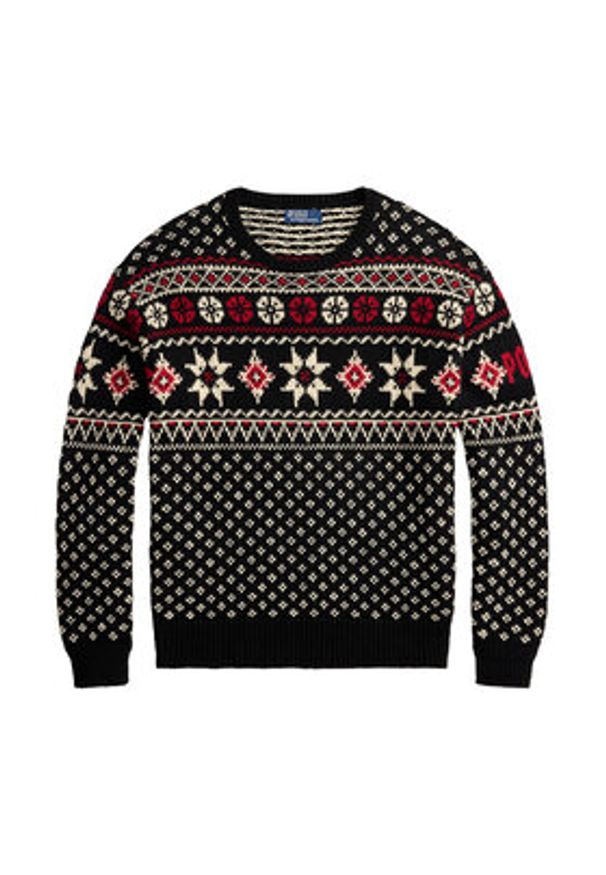 Polo Ralph Lauren Sweter 710982258001 Czarny Regular Fit. Typ kołnierza: polo. Kolor: czarny. Materiał: bawełna