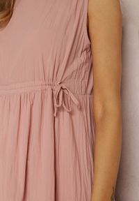 Renee - Ciemnoróżowa Sukienka Bawełniana Machi. Kolor: różowy. Materiał: bawełna. Długość rękawa: bez rękawów. Wzór: gładki. Sezon: lato. Długość: midi #3