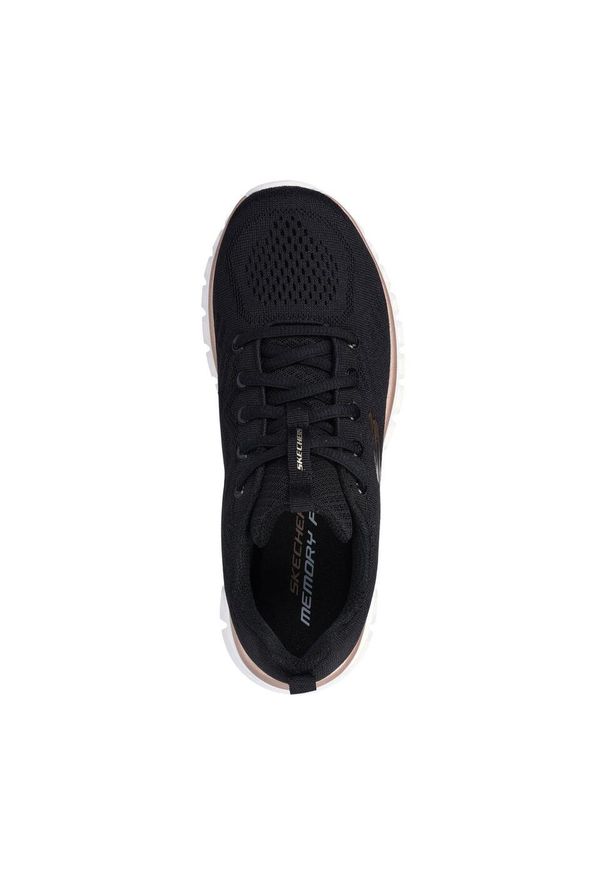 skechers - Damskie GRACEFUL GET CONNECTED Sneakersy Czarny / różowe złoto. Kolor: wielokolorowy, różowy, czarny. Materiał: materiał, poliester. Szerokość cholewki: normalna