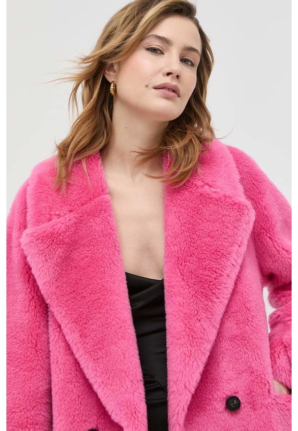 Miss Sixty płaszcz z domieszką wełny kolor fioletowy przejściowy oversize. Kolor: fioletowy. Materiał: wełna. Wzór: gładki. Styl: klasyczny