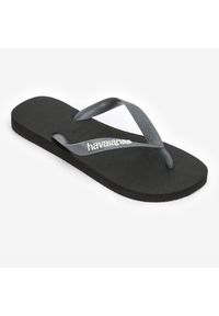 Japonki męskie Havaianas Logo Pop Up. Okazja: na co dzień, na plażę. Kolor: wielokolorowy, czarny, szary. Materiał: kauczuk, syntetyk. Sezon: lato. Styl: casual