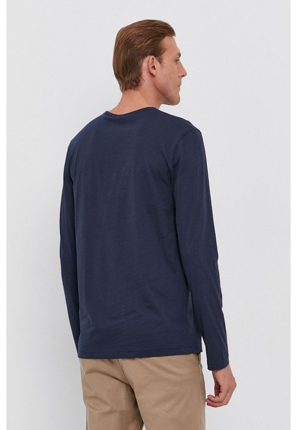 BOSS - Boss - Longsleeve bawełniany. Okazja: na co dzień. Kolor: niebieski. Materiał: bawełna. Długość rękawa: długi rękaw. Wzór: gładki. Styl: casual