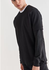 Pako Lorente - CZARNA BLUZA M21WF-2B-003-C. Okazja: na co dzień. Kolor: czarny. Materiał: bawełna, dresówka, poliester. Wzór: gładki. Styl: casual #3