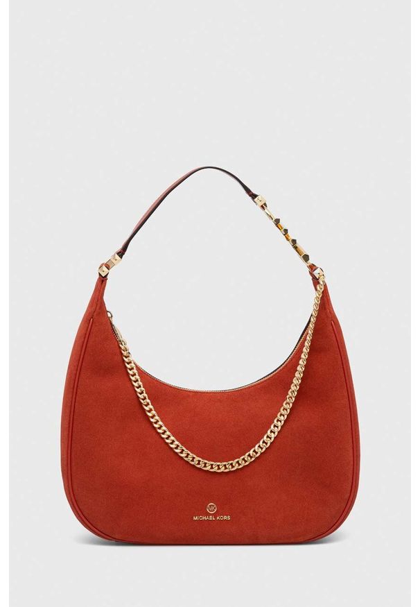 MICHAEL Michael Kors torebka zamszowa kolor czerwony. Kolor: czerwony. Materiał: zamszowe. Rodzaj torebki: na ramię