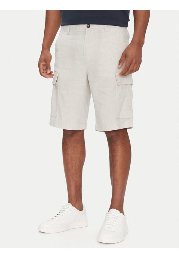 BOSS Szorty materiałowe Sisla-9-Cargo-Shorts 50536888 Beżowy Tapered Fit. Kolor: beżowy. Materiał: syntetyk
