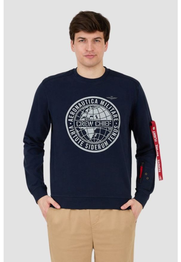 Aeronautica Militare - AERONAUTICA MILITARE Granatowa męska bluza, Rozmiar XXL. Typ kołnierza: bez kaptura. Kolor: niebieski