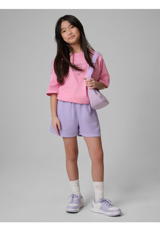 4f - 4F Spodenki dresowe dziewczęce - fioletowe 164 (13-14 lat). Kolor: fioletowy. Materiał: dresówka. Sezon: lato