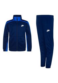Komplet treningowy dla dzieci Nike NSW dres. Okazja: na uczelnię. Kolor: niebieski. Materiał: poliester. Styl: sportowy