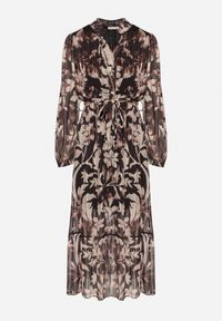 Born2be - Czarna Rozkloszowana Sukienka z Wiązanym Paskiem i Metaliczną Nicią Nalirina. Okazja: na co dzień. Typ kołnierza: dekolt w kształcie V. Kolor: czarny. Materiał: elastan, wiskoza. Wzór: aplikacja. Typ sukienki: rozkloszowane, proste. Styl: klasyczny, casual, elegancki #4