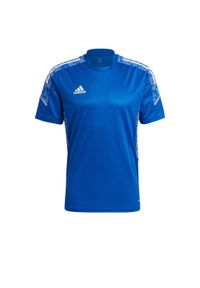 Adidas - Koszulka piłkarska męska adidas Condivo 21 Training Jersey. Kolor: wielokolorowy, biały, niebieski. Materiał: jersey. Sport: piłka nożna