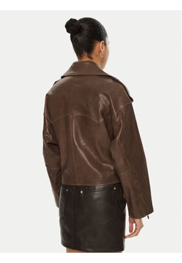 Miss Sixty Kurtka skórzana 6L4LJ2230000 Brązowy Regular Fit. Kolor: brązowy. Materiał: skóra