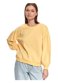 TOP SECRET - Bluza damska z bufiastymi rękawami. Okazja: na co dzień. Kolor: żółty. Materiał: dzianina. Sezon: wiosna. Styl: casual #4