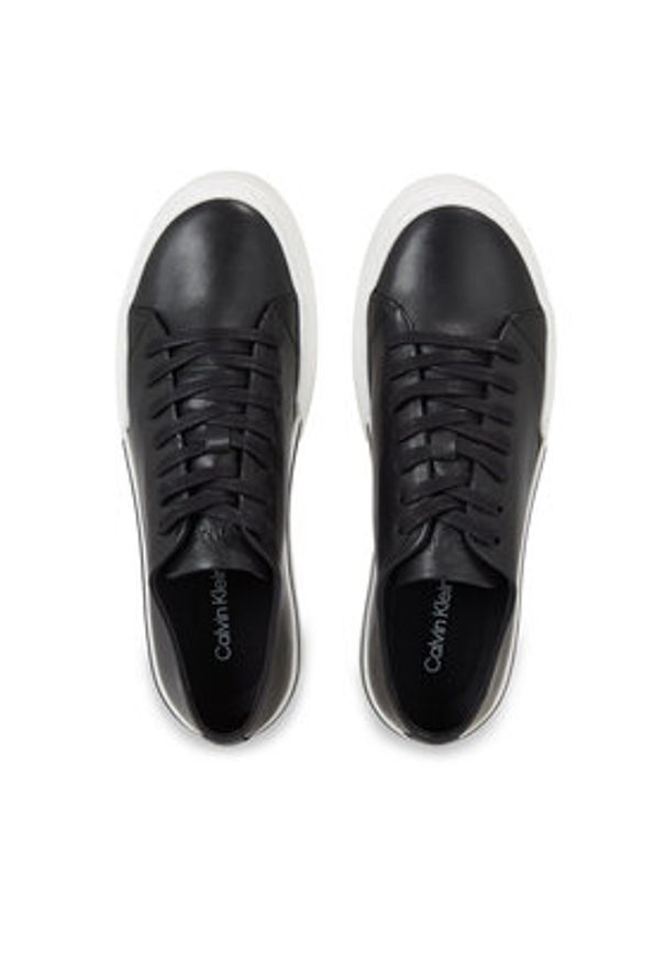 Calvin Klein Sneakersy Low Top Lace Up HM0HM01177 Czarny. Kolor: czarny. Materiał: skóra